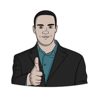 👍 homme, pouce levé, costume, positif, accord telegram sticker