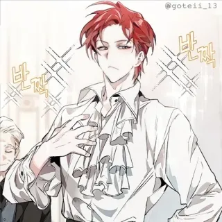 🍷 반짝 anime, mangá, cabelo ruivo, bonito, homem, ilustração telegram sticker