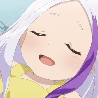 🥱 动漫, 女孩, 可爱, 角色, 白发, 紫色, 困倦 telegram sticker