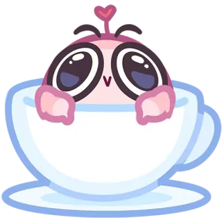 ☕️ 귀여운, 카와이, 찻잔, 컵, 사랑스러운, 분홍색 telegram sticker