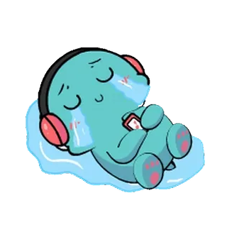🦕 울음, 슬픈, 음악, 헤드폰, 만화, 괴물 whatsapp sticker