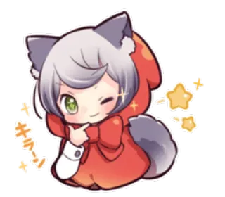 😉 キラ-ン anime, kawaii, fox, wink, cute, sparkle telegram sticker