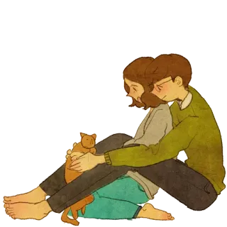 👫 사랑, 포옹, 커플, 고양이, 귀여운, 애정 whatsapp sticker