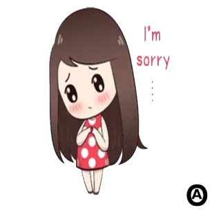 😟 I'm sorry Dibujo animado, Disculpa, Lo siento, Lindo, Chica telegram sticker
