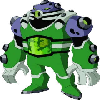 😎 NRG Ben 10 Инопланетянин, Мультфильм, Зеленый, Фиолетовый, Энергия, Научная фантастика telegram sticker