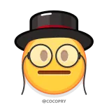 🧐 表情符号, 脸, 帽子, 眼镜, 角色, 表情 whatsapp sticker
