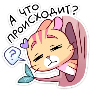 🤨 А что происходит? 猫, 问题, 可爱, 贴纸, 卡通, 困惑, 动物 telegram sticker