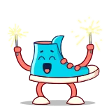 🥳 обувь, бенгальские огни, мультфильм, счастливый, праздник whatsapp sticker