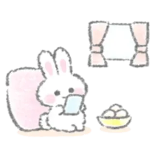 ❕ lapin, mignon, animal, dessin animé, kawaii, dessert telegram sticker