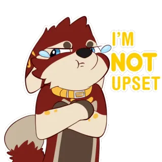 😭 I'M NOT UPSET triste, molesto, lágrimas, dibujo, animal, llorando, peludo telegram sticker