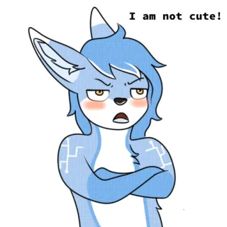 😤 I am not cute! cute, furry, fox, cartoon, attitude, blue, animal telegram sticker