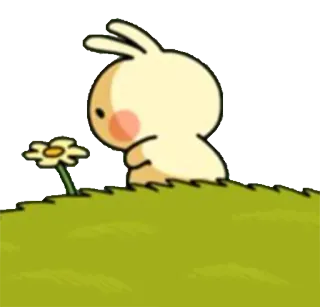 😔 cute, bunny, flower, nature, cartoon, kawaii, animal telegram sticker