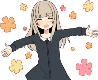 😊 Chica anime, Kawaii, Lindo, Flores, Feliz telegram sticker