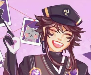 🌟 Anime, Ilustración digital, Personaje sonriente, Gato, Detective whatsapp sticker