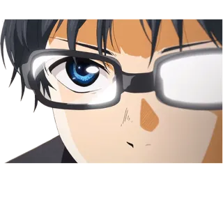 👁 anime, occhiali, ritratto, occhi azzurri, cartone animato, personaggio telegram sticker