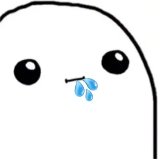 😐 грустный, плачущий, мультик, капля, слезы, белый whatsapp sticker
