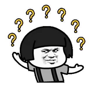 ➖ punti interrogativi, confusione, personaggio dei cartoni animati, illustrazione, adesivo telegram sticker