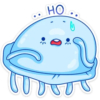 😰 HO Dibujos animados, Medusa, Lindo, Kawaii, Gota de sudor whatsapp sticker