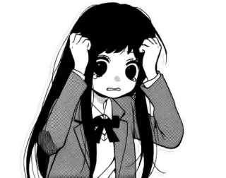 😭 Anime, Manga, Gadis, Menangis, Sedih, Hitam putih telegram sticker