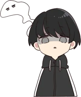 💀 Chibi, Animé, Manga, Triste, Dessin animé, Personnage telegram sticker