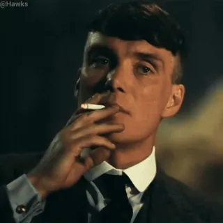 🥃 Thomas Shelby Peaky Blinders Thomas Shelby, Peaky Blinders, Cillian Murphy, cigarette, gangster, drama, vintage whatsapp sticker