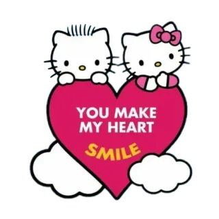 🥺 Hello Kitty YOU MAKE
MY HEART
SMILE сердце, любовь, улыбка, милый, мультфильм, привет, каваи telegram sticker