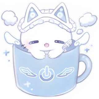 ☕ 고양이, 컵, 귀여운, 카와이, 만화, 스티커 telegram sticker