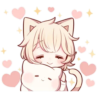 🤗 cat, anime, cute, hearts, kawaii, sticker telegram sticker