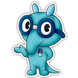 👀 漫画, 動物, キャラクター, メガネ, 可愛い, 青 telegram sticker