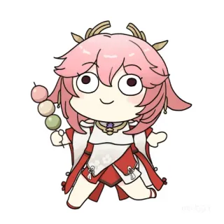 🙂 Yae Miko Genshin Impact Anime, Videospiel, Lustig, Cartoon, Dango telegram sticker