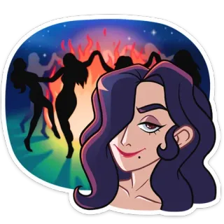 💃 stiker, wanita, pesta, siluet, api, malam telegram sticker