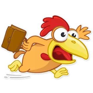 😨 frango, desenho animado, animal, correndo, assustado, martelo whatsapp sticker