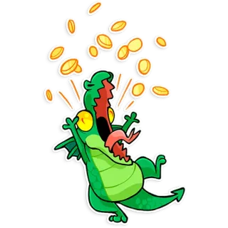 🥳 dragão, moedas, desenho animado, adesivo, fantasia, sorte, sucesso telegram sticker