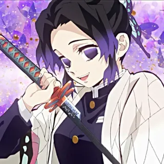 🥰 Shinobu Kocho Demon Slayer 애니메이션, 귀멸의 칼날, 코쵸우 시노부, 검, 나비, 만화 telegram sticker