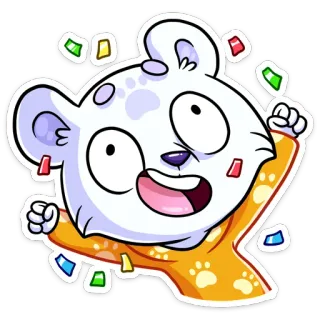🥳 zwierzę, kreskówka, słodki, święto, impreza, niedźwiedź telegram sticker