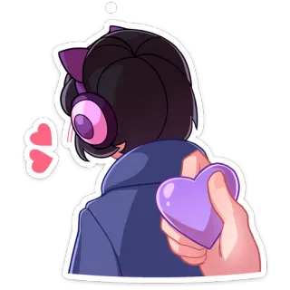 💜 cinta, hati, anime, kartun, kawaii, hadiah, imut, karakter telegram sticker