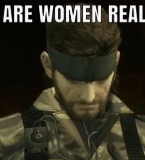 🚫 Solid Snake Metal Gear Solid ARE WOMEN REAL jeu vidéo, serpent, mème, les femmes existent-elles, soldat telegram sticker