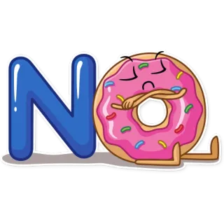 ☹️ NO bánh donut, không, hoạt hình, hài hước, nhân vật, thức ăn telegram sticker