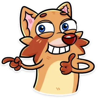 👍 kartun, hewan, rubah, stiker, jempol ke atas, menunjuk telegram sticker