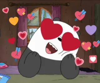 🐼 Panda We Bare Bears แพนด้า, การ์ตูน, หัวใจ, ความรัก, ความรักใคร่ telegram sticker