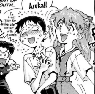 👾 Asuka Evangelion OUTH...
ASUKA!!
I'm
n-not
ready for
deliberate
contact
with
women...
squeak!
squeak! anime, manga, cartoon, nervous, sweating, blushing telegram sticker