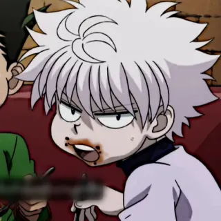 ⚽️ Killua Zoldyck Hunter x Hunter Аниме, Киллуа, HunterxHunter, Киллуа Золдик, Мультфильм, Еда, Еда telegram sticker