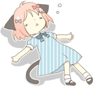 😪 Anime, Chibi, Garota gato, Dormindo, Kawaii, Desenho animado, Cansado telegram sticker