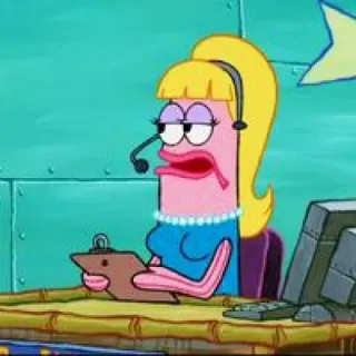 😒 spongebob, cartoon, fish, customer service, clerk telegram sticker