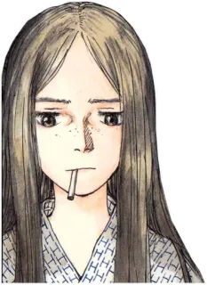 😑 девушка, курение, сигарета, манга, аниме, портрет telegram sticker