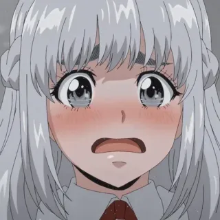 😮 Anime, Dziewczyna, Smutny, Płacząca, Białe włosy, Emocjonalny telegram sticker