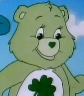 🌵 Good Luck Bear Care Bears Care Bears, Glücksbärchi, Cartoon, Animation, Grüner Bär, Klee, Glück whatsapp sticker