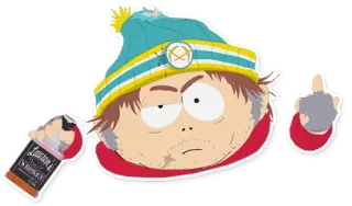 🖕 Eric Cartman South Park Cartoon, Middelvinger, Eric Cartman, South Park, Offensief, Volwassenencartoon telegram sticker