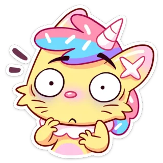 😳 gato, unicórnio, adesivo, fofo, desenho animado, animal whatsapp sticker