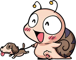 😄 caracol, perro, lindo, dibujo animado, animal whatsapp sticker